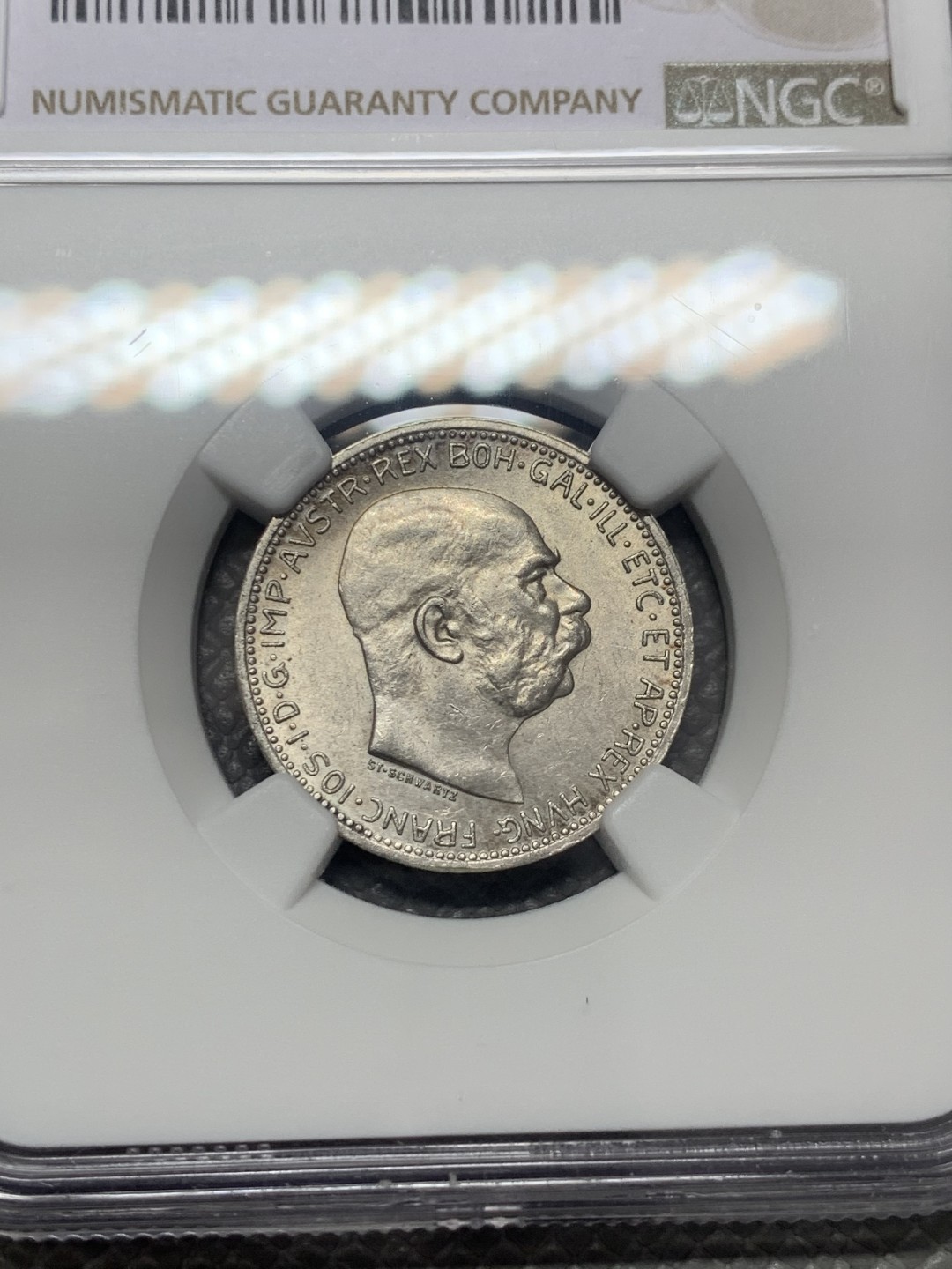 《竞宝斋》第130场-周日，周一连拍 (全场包邮) NGC-MS63 奥地利1916年 佛兰茨一世 1克朗银币 原光好品