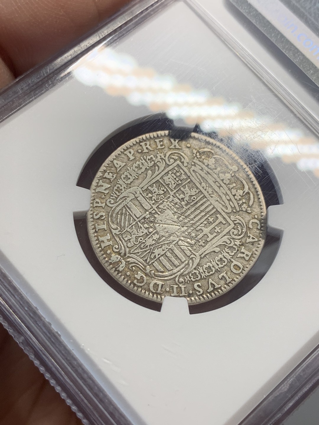 《竞宝斋》第130场-周日，周一连拍 (全场包邮) NGC VF20 1685年意大利那不勒斯Tari最早地球银币，出分不易，少见好品