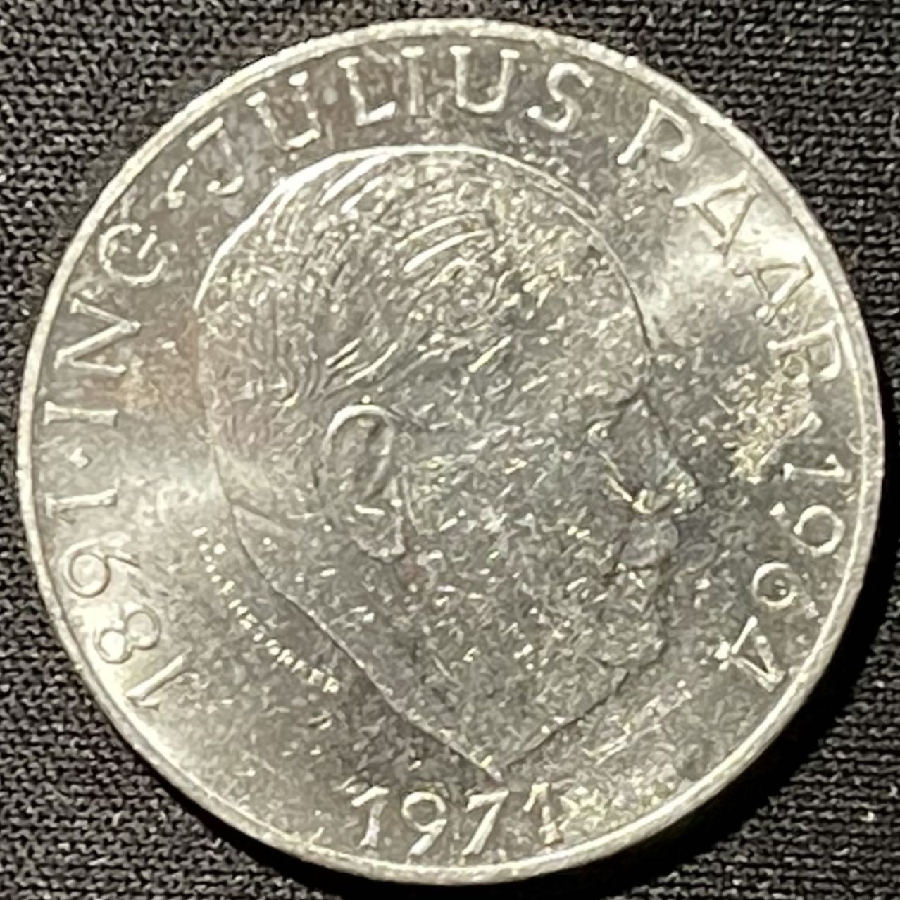 紫瑗钱币——第249期拍卖 奥地利 1971年 尤里乌斯·拉贝 诞辰80周年 50先令 20克 0.9银 