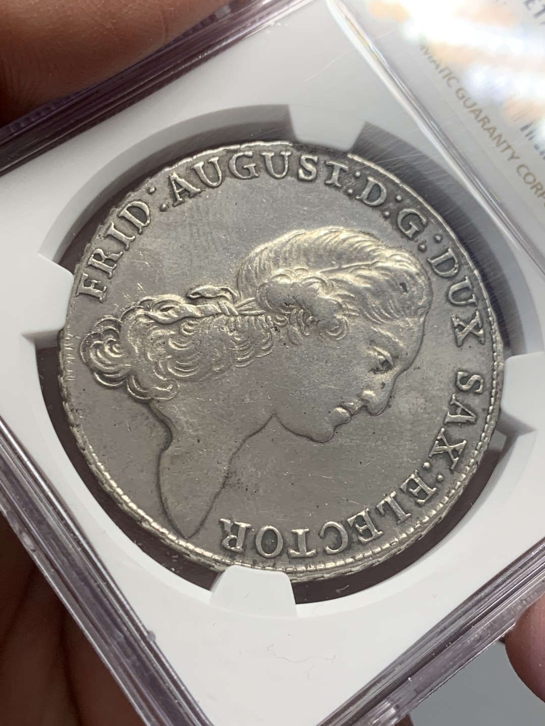 《竞宝斋》第130场-周日，周一连拍 (全场包邮) NGC AU 1789年德国萨克森泰勒大银币 压印人物清晰 底板干净 难的佳品