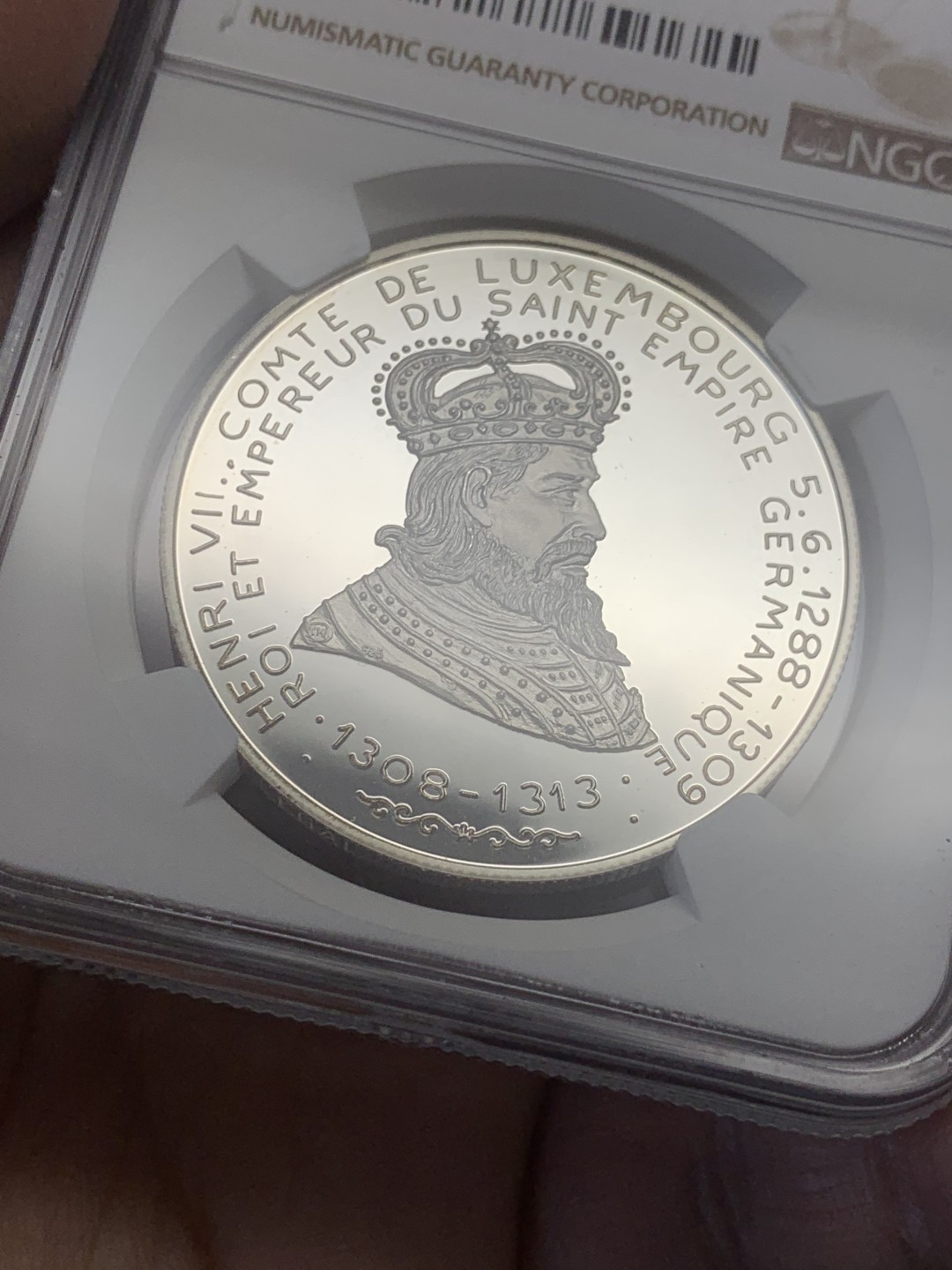《竞宝斋》第130场-周日，周一连拍 (全场包邮) 冠军分 NGC-PF69 卢森堡1993年 亨利七世 20ECU精制大银币 发行量7500枚