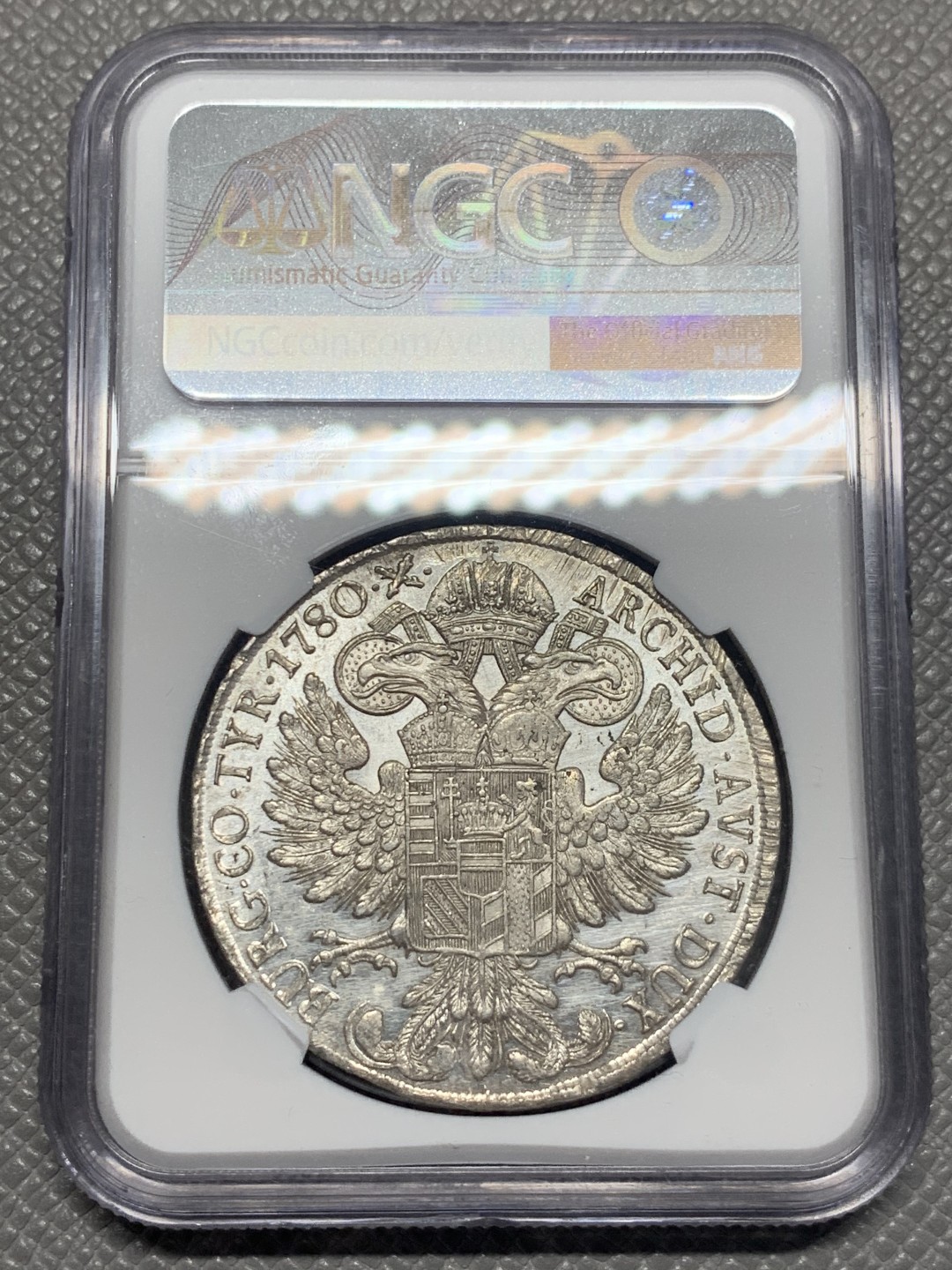 《竞宝斋》第130场-周日，周一连拍 (全场包邮) NGC-AUD 奥地利“1780年”特蕾莎1泰勒银币 早期后铸