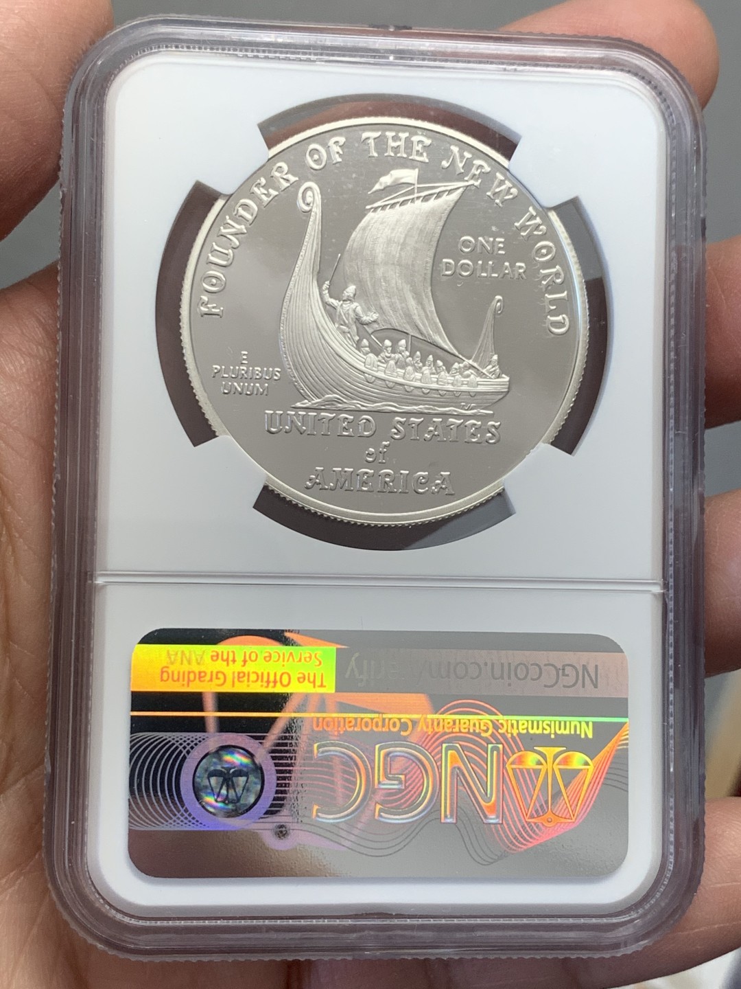 《竞宝斋》第130场-周日，周一连拍 (全场包邮) NGC PF69 2000 美国 发现新大陆 1000年纪念 精制大银币 900银 26.73克 高分好状态