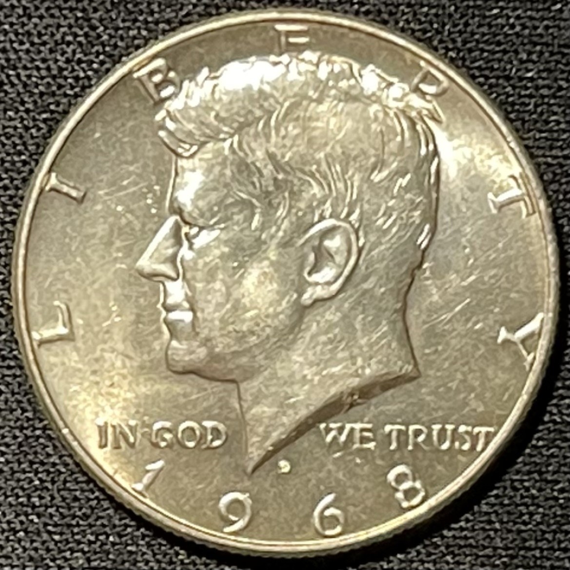 紫瑗钱币——第249期拍卖  美国 1968年 肯尼迪 半美元 50美分 11.5克 0.4银 UNC