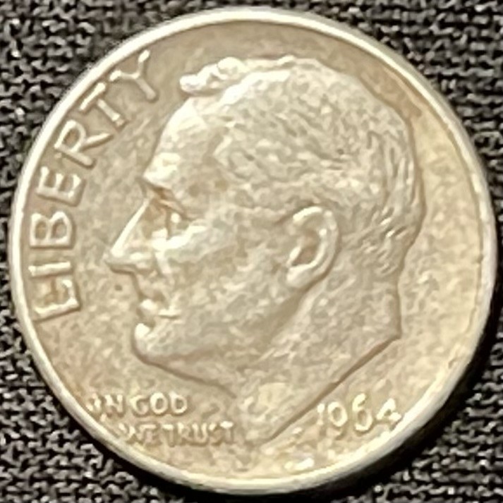 紫瑗钱币——第249期拍卖 美国 1964年 D版 罗斯福 10美分 2.5克 0.9银