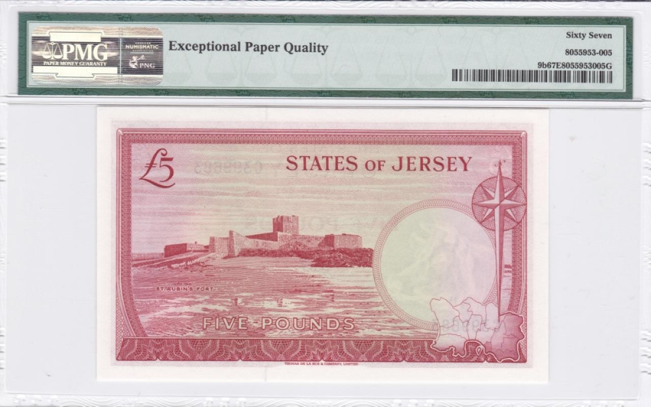 收藏联盟Quantum Auction 第228期拍卖 (已更新) 泽西岛1963年5镑 PMG67 大票幅 高面值