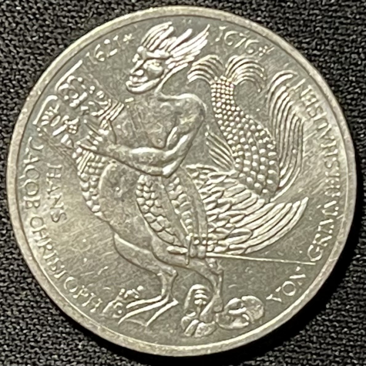 紫瑗钱币——第249期拍卖 联邦德国 1976年 D厂 格里姆·肖森逝世300周年 5马克 11.2克 0.625银 UNC