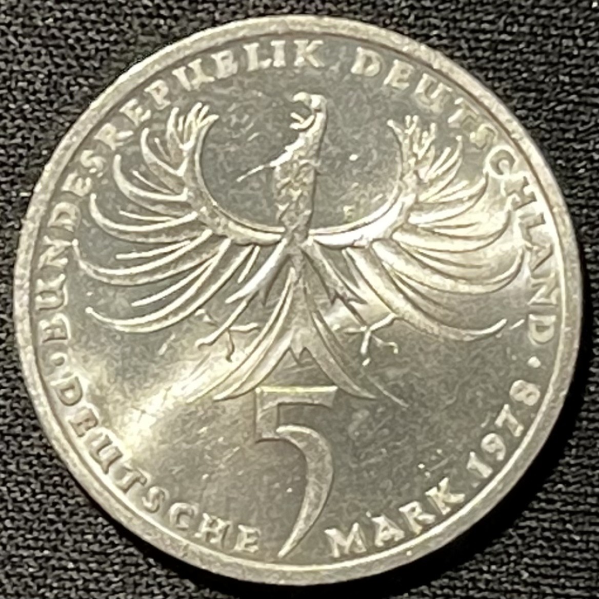 紫瑗钱币——第249期拍卖 联邦德国 1978年 F厂 诺依曼逝世225周年 5马克 11.2克 0.625银 UNC