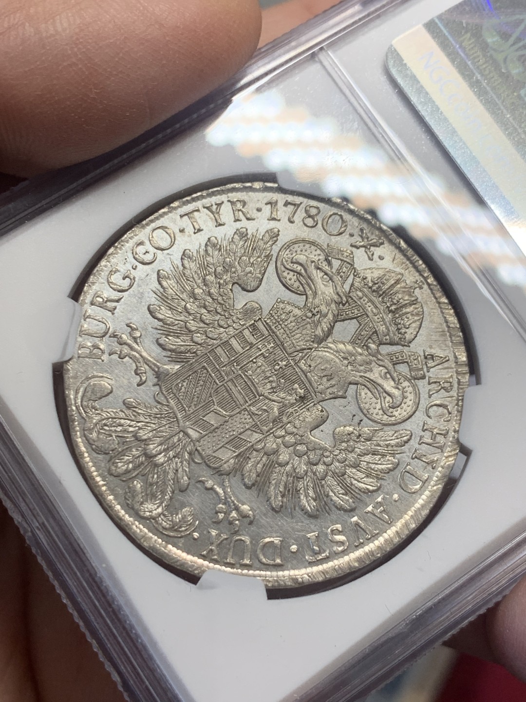 《竞宝斋》第130场-周日，周一连拍 (全场包邮) NGC-AUD 奥地利“1780年”特蕾莎1泰勒银币 早期后铸