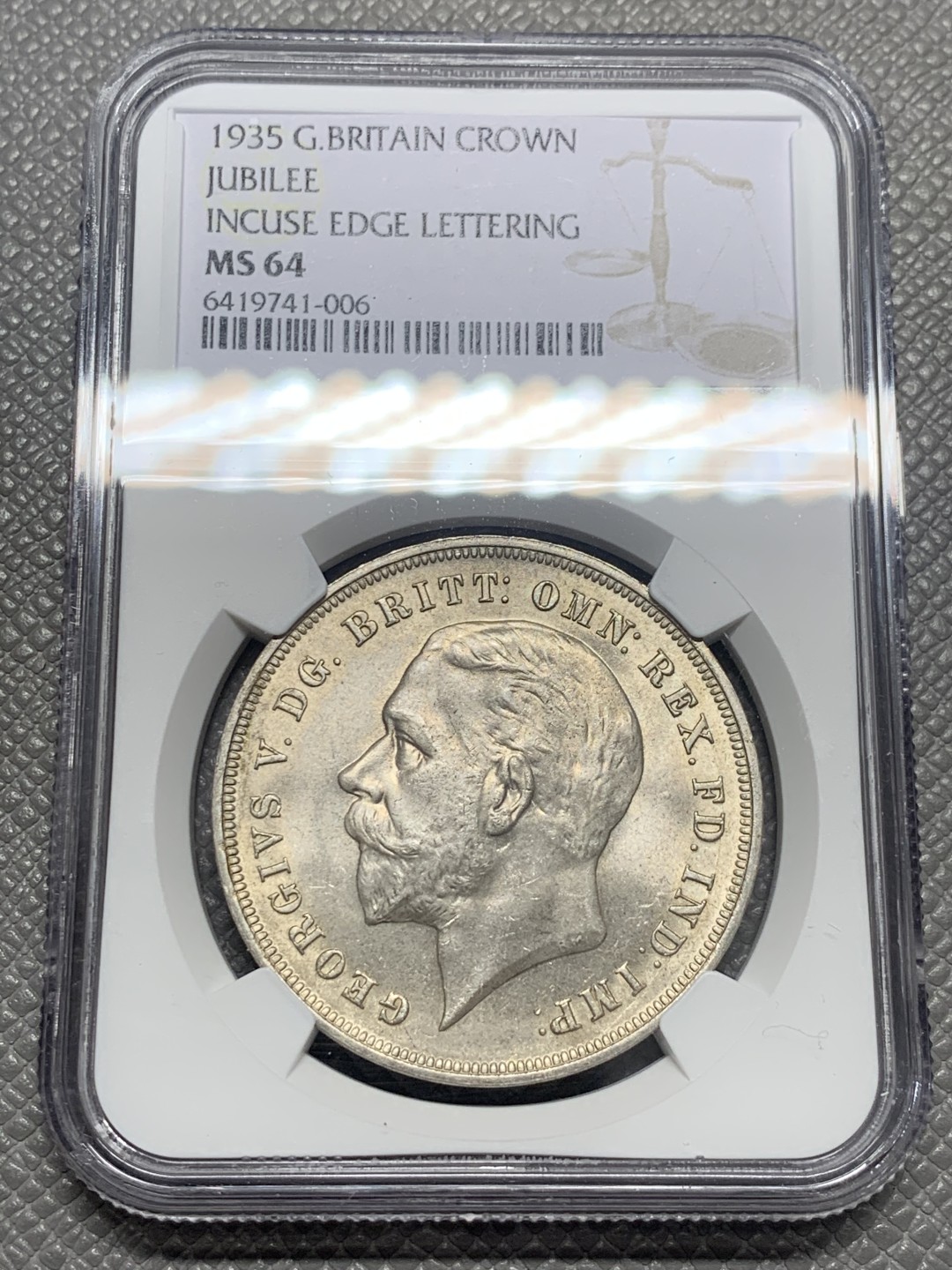 《竞宝斋》第130场-周日，周一连拍 (全场包邮) NGC-MS64 英国1935年乔治五世木马剑1克朗大银币