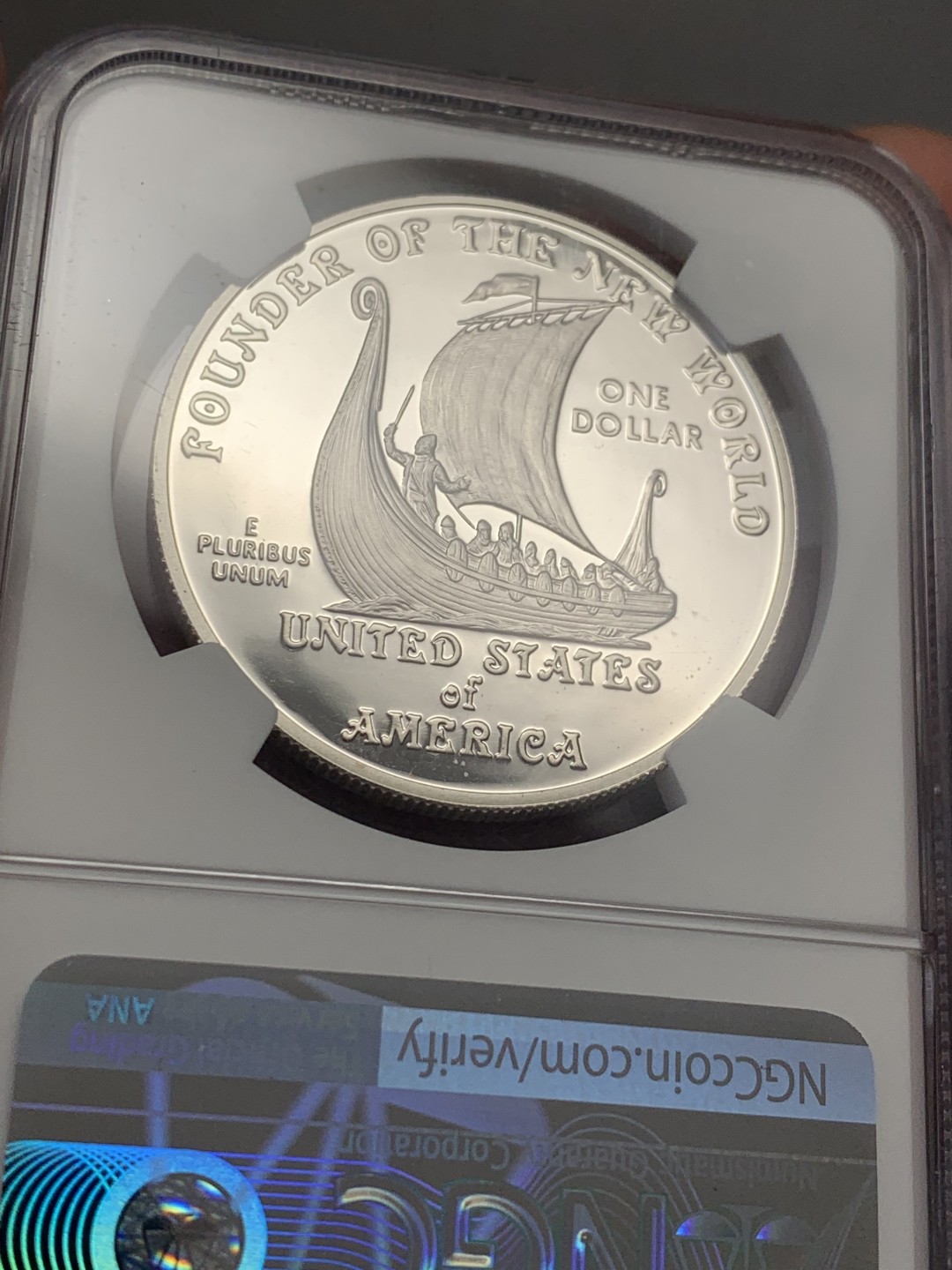 《竞宝斋》第130场-周日，周一连拍 (全场包邮) NGC PF69 2000 美国 发现新大陆 1000年纪念 精制大银币 900银 26.73克 高分好状态