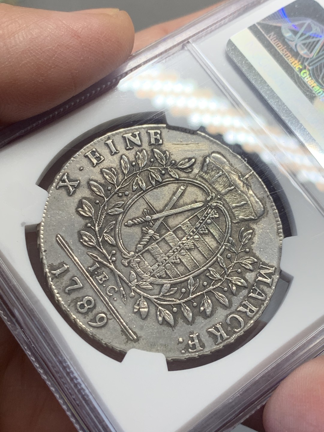 《竞宝斋》第130场-周日，周一连拍 (全场包邮) NGC AU 1789年德国萨克森泰勒大银币 压印人物清晰 底板干净 难的佳品