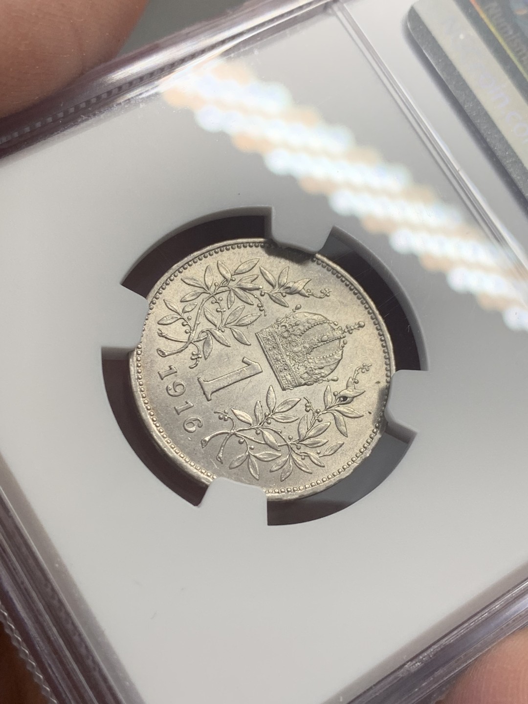 《竞宝斋》第130场-周日，周一连拍 (全场包邮) NGC-MS63 奥地利1916年 佛兰茨一世 1克朗银币 原光好品