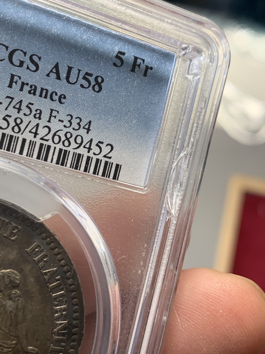 《竞宝斋》第130场-周日，周一连拍 (全场包邮) PCGS-AU58 法国 1876年 5法郎 A版大力神 银币 原味包浆 深五彩包浆 少见年份 难得状态