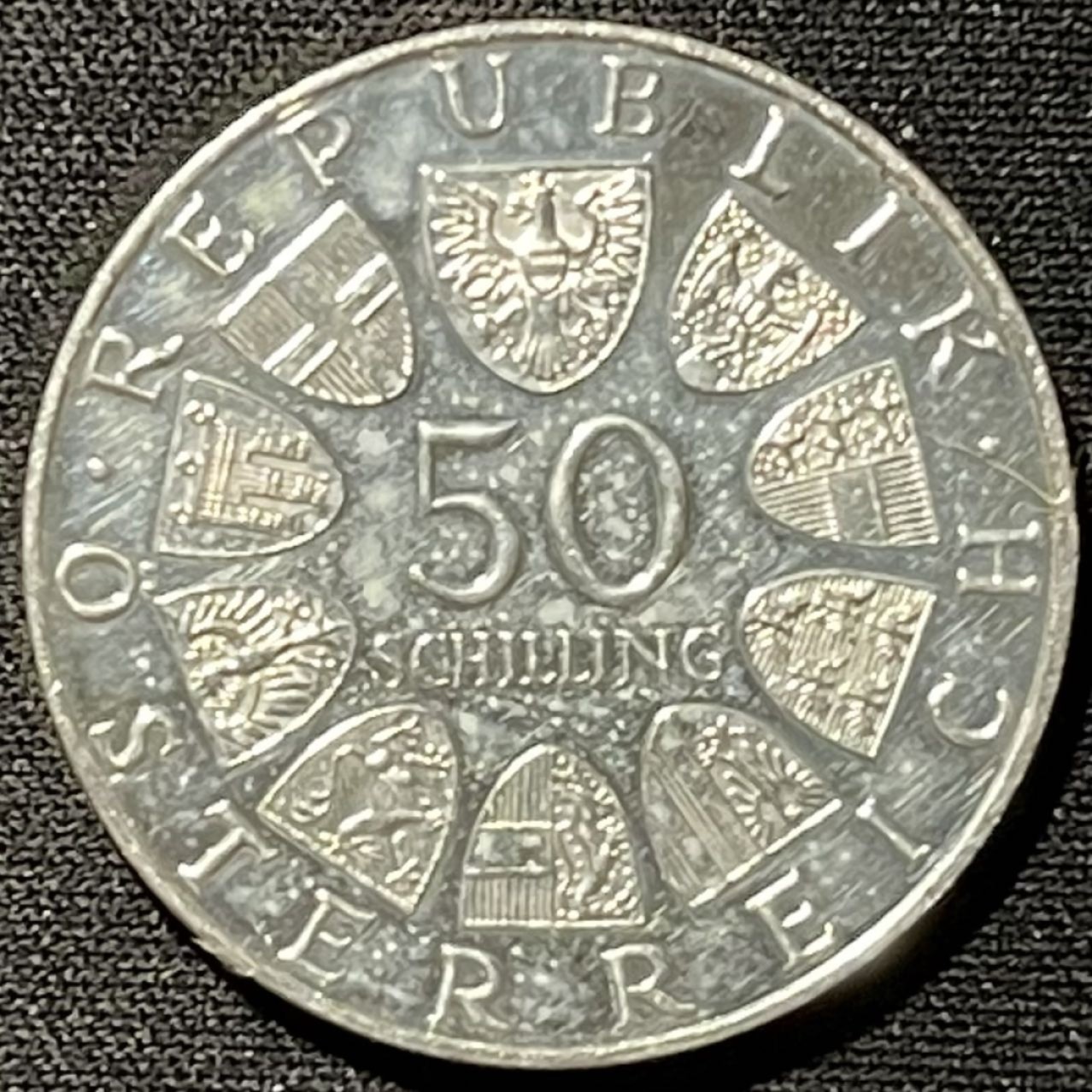 紫瑗钱币——第249期拍卖 奥地利 1971年 尤里乌斯·拉贝 诞辰80周年 50先令 20克 0.9银 精制