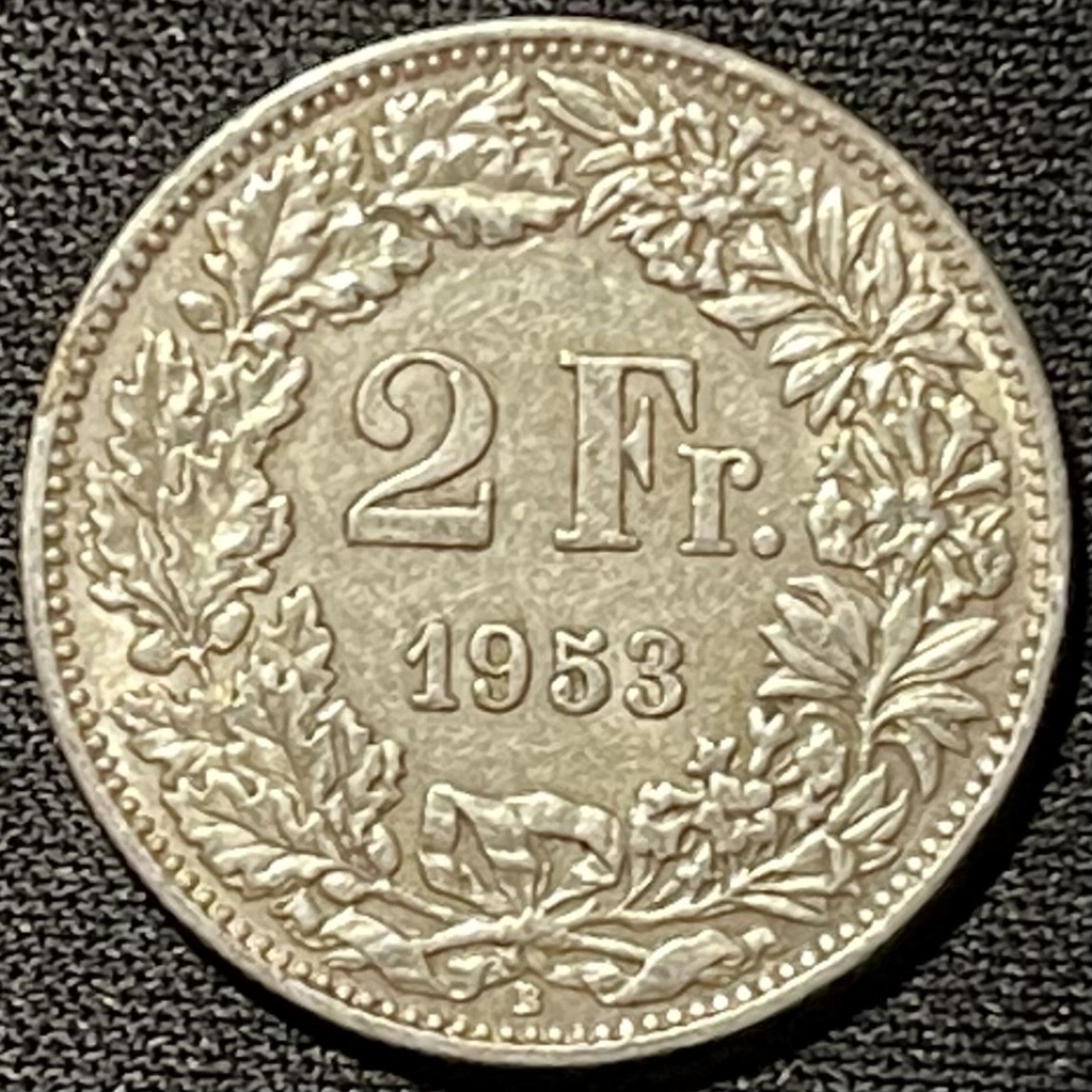 紫瑗钱币——第249期拍卖 瑞士 1953年 赫尔维蒂亚 2法郎 10克 0.835银