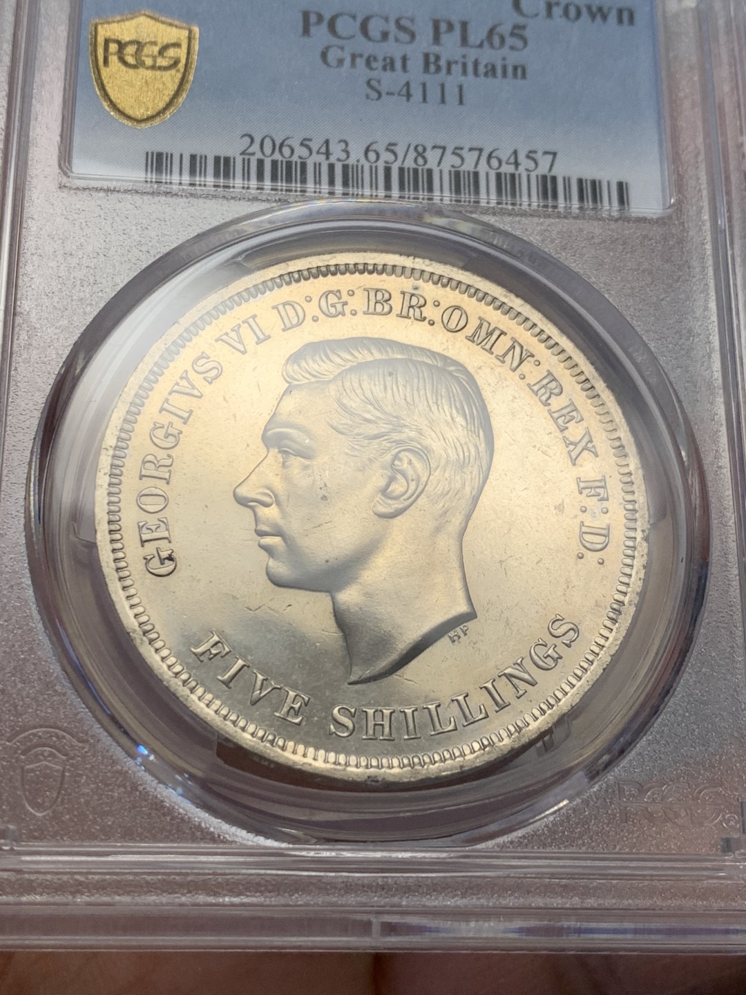 《竞宝斋》第130场-周日，周一连拍 (全场包邮) PCGS PL65 英国 1951年 1克朗镍马剑 高分少见 基本高一分价翻倍 目前还没遇到66分的