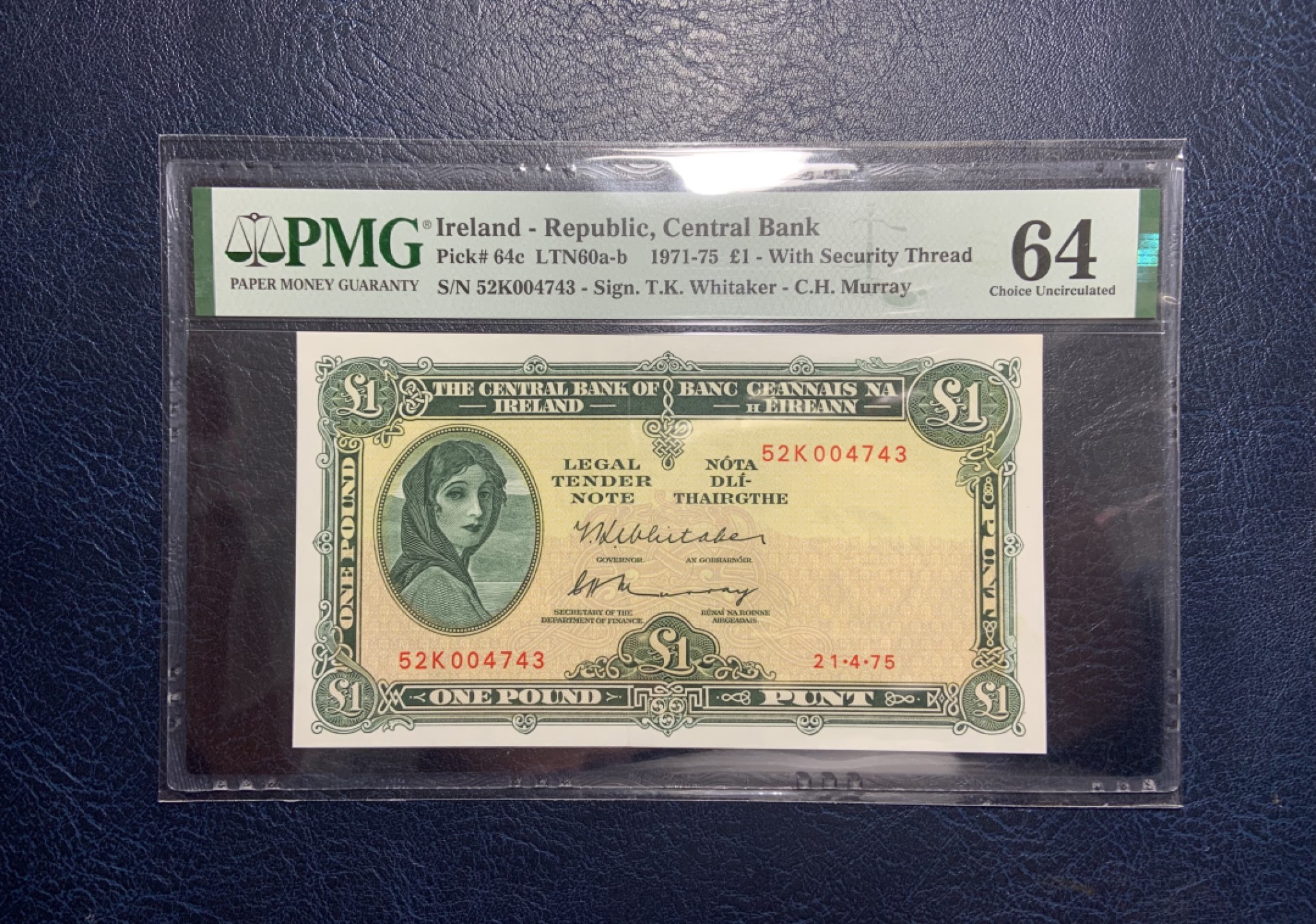 收藏联盟Quantum Auction 第228期拍卖 (已更新) 爱尔兰1975年1镑 PMG64