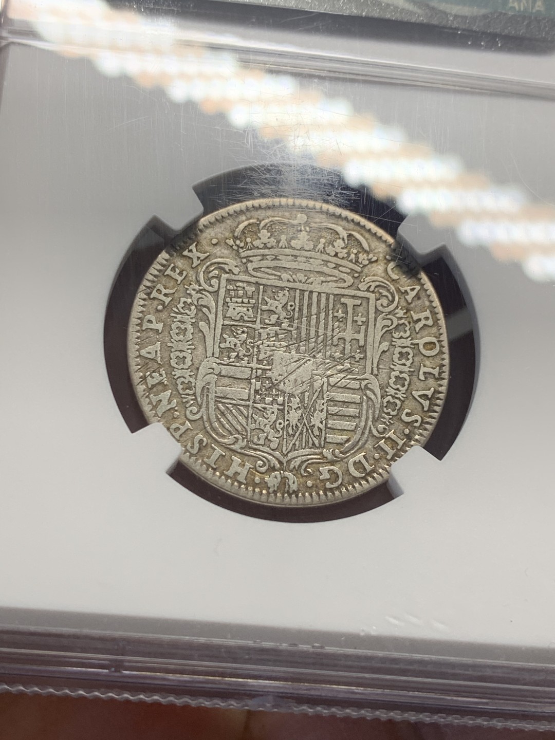 《竞宝斋》第130场-周日，周一连拍 (全场包邮) NGC VF20 1685年意大利那不勒斯Tari最早地球银币，出分不易，少见好品