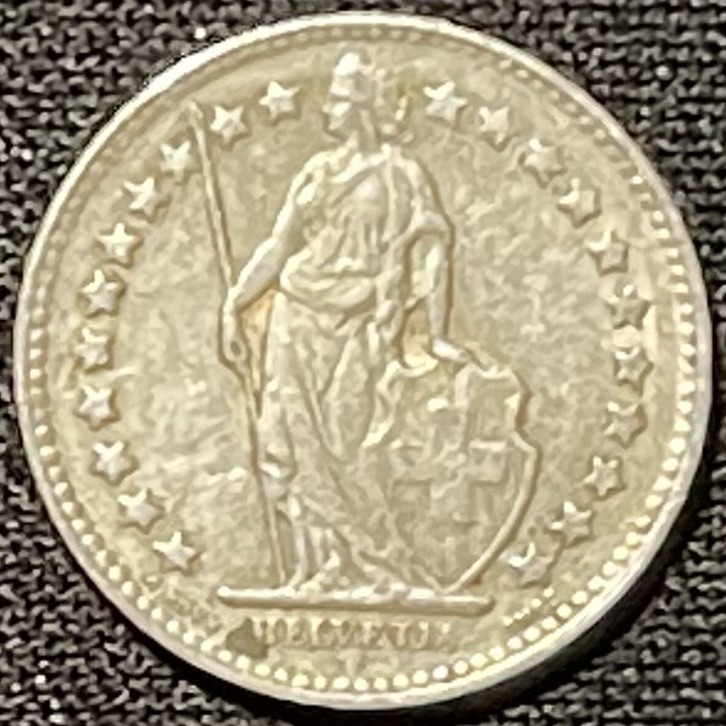 紫瑗钱币——第249期拍卖 瑞士 1951年 赫尔维蒂亚 1/2法郎 2.5克 0.835银