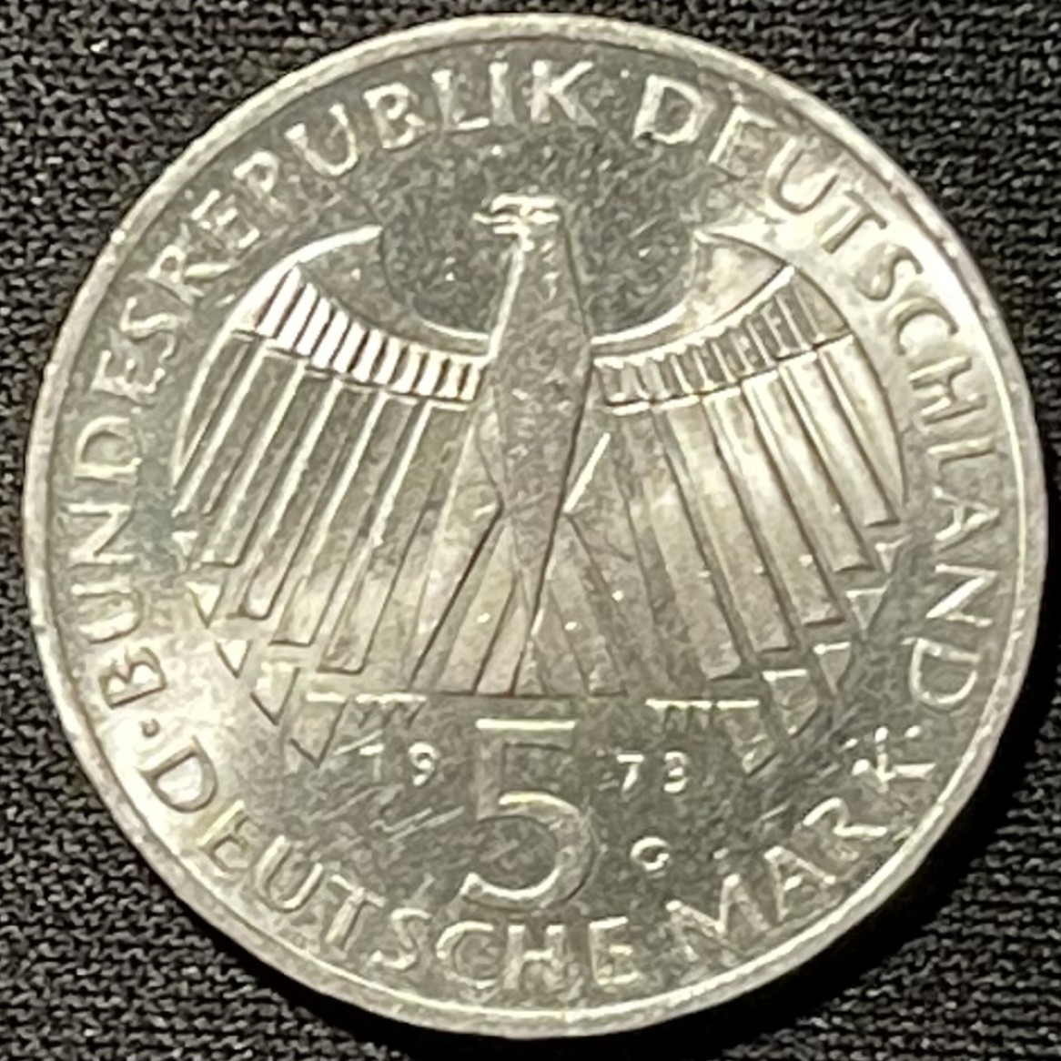 紫瑗钱币——第249期拍卖 联邦德国 1973年 G厂 法兰克福议会诞辰125后年 11.2克 0.625银 UNC