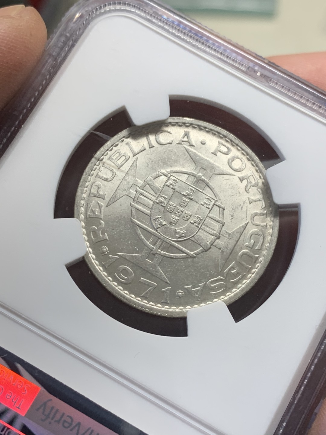 《竞宝斋》第130场-周日，周一连拍 (全场包邮) NGC-MS63 澳门 1971年 五圆 银币