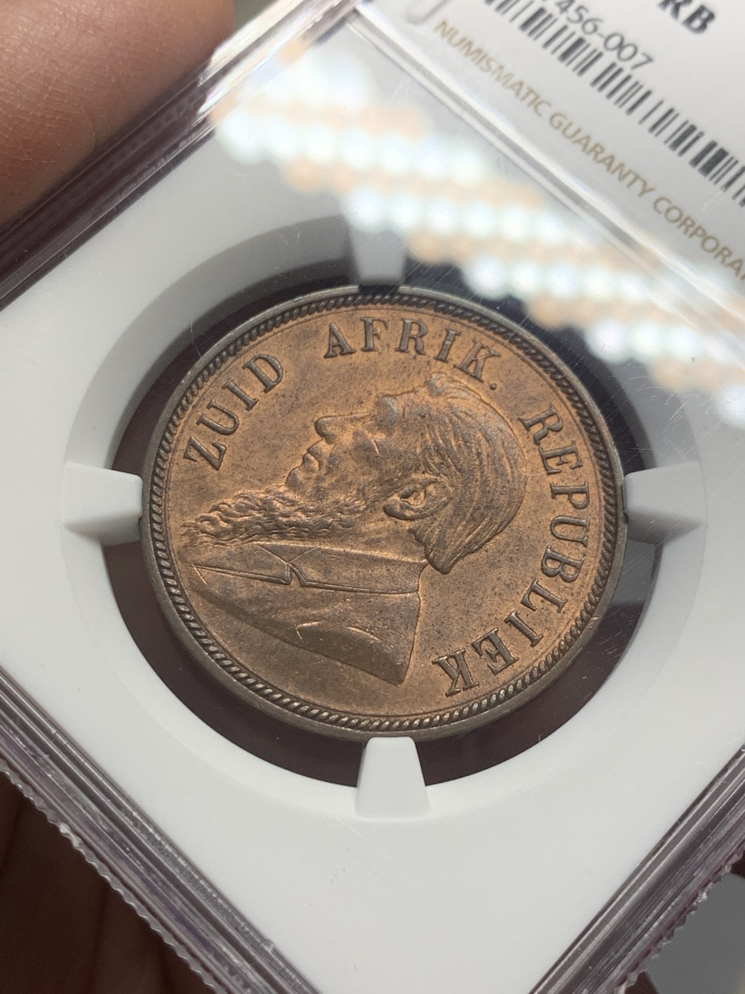 《竞宝斋》第130场-周日，周一连拍 (全场包邮) NGC MS65RB 南非 1898年 德兰士瓦1便士铜币 高分好状态