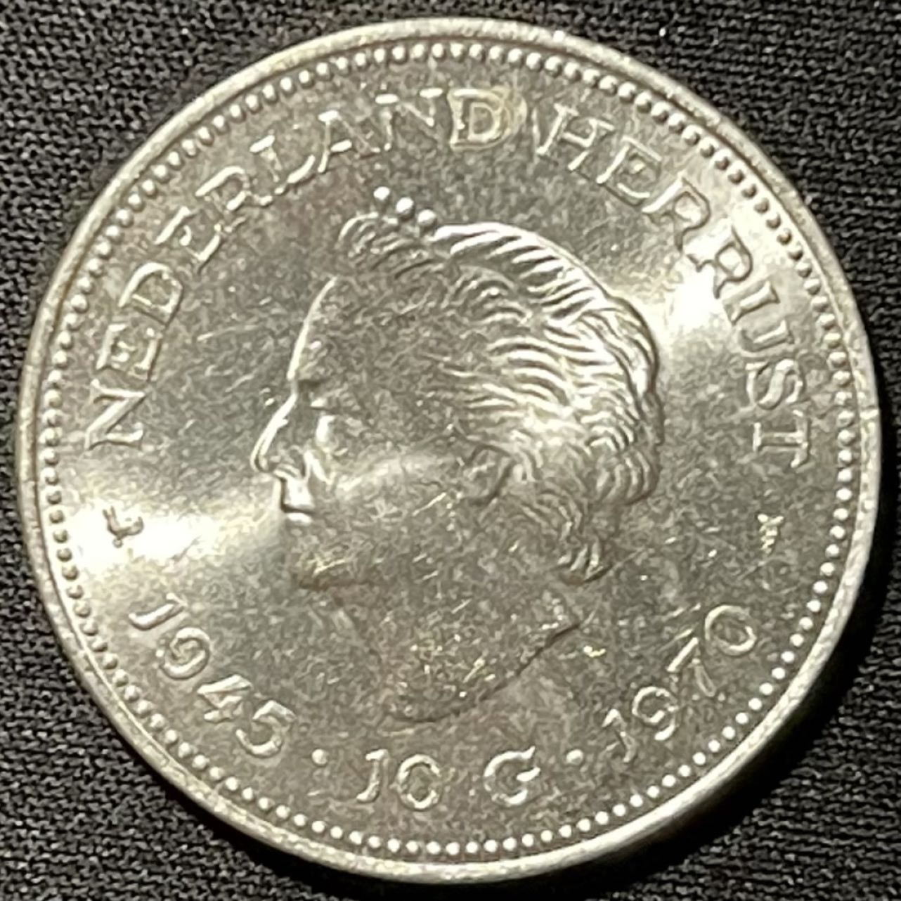 紫瑗钱币——第249期拍卖 荷兰 1970年 二战荷兰解放25周年 10盾 25克 0.72银 UNC