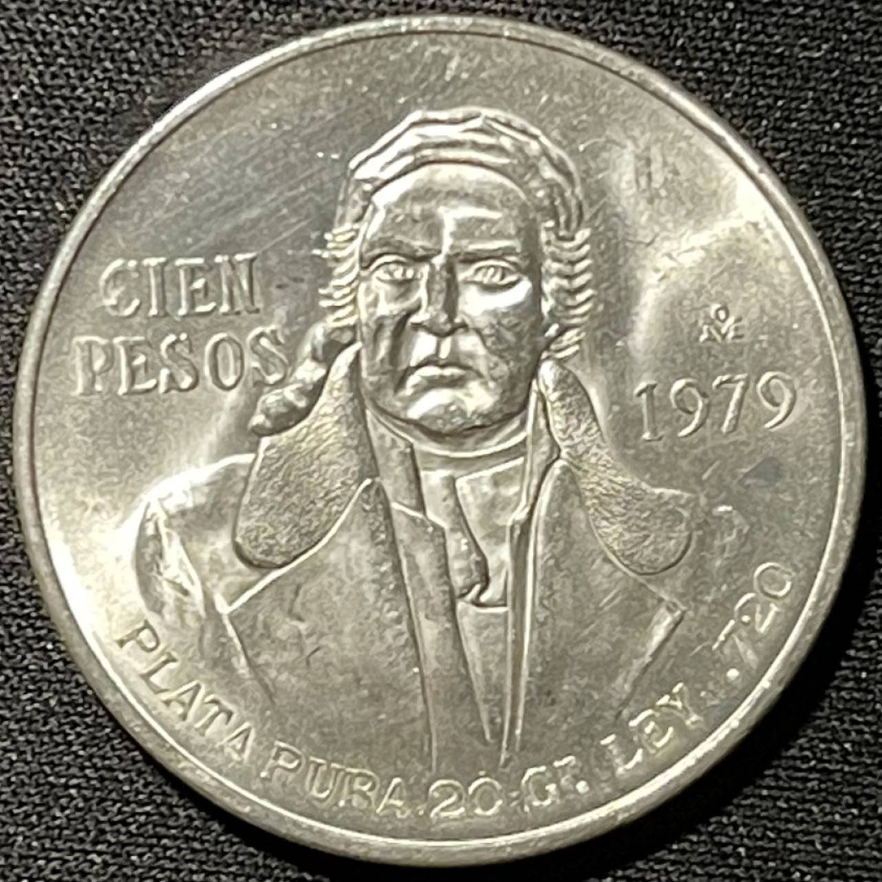 紫瑗钱币——第249期拍卖 墨西哥 1979年 莫雷洛斯 100比索 27.3克 0.72银 BU