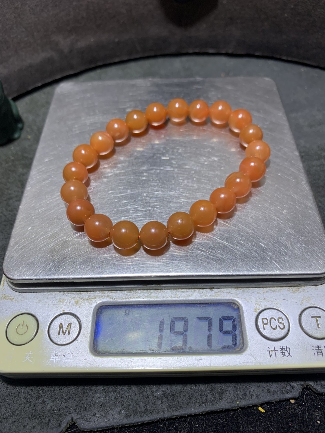 川料南红玛瑙樱桃红单圈手串一条，