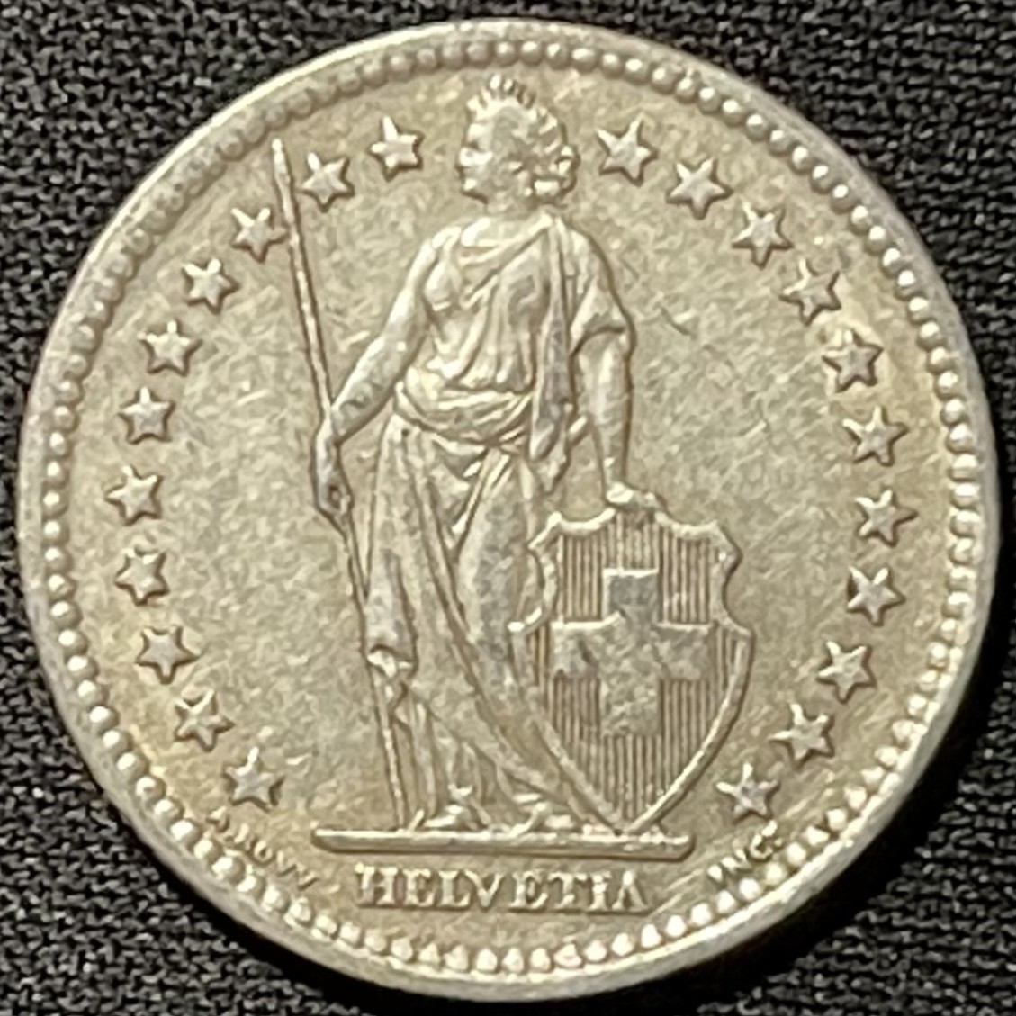 紫瑗钱币——第249期拍卖 瑞士 1953年 赫尔维蒂亚 2法郎 10克 0.835银