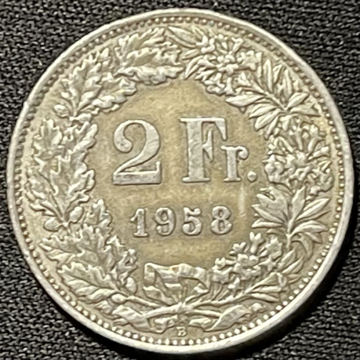 紫瑗钱币——第249期拍卖 瑞士 1958年 赫尔维蒂亚 2法郎 10克 0.835银