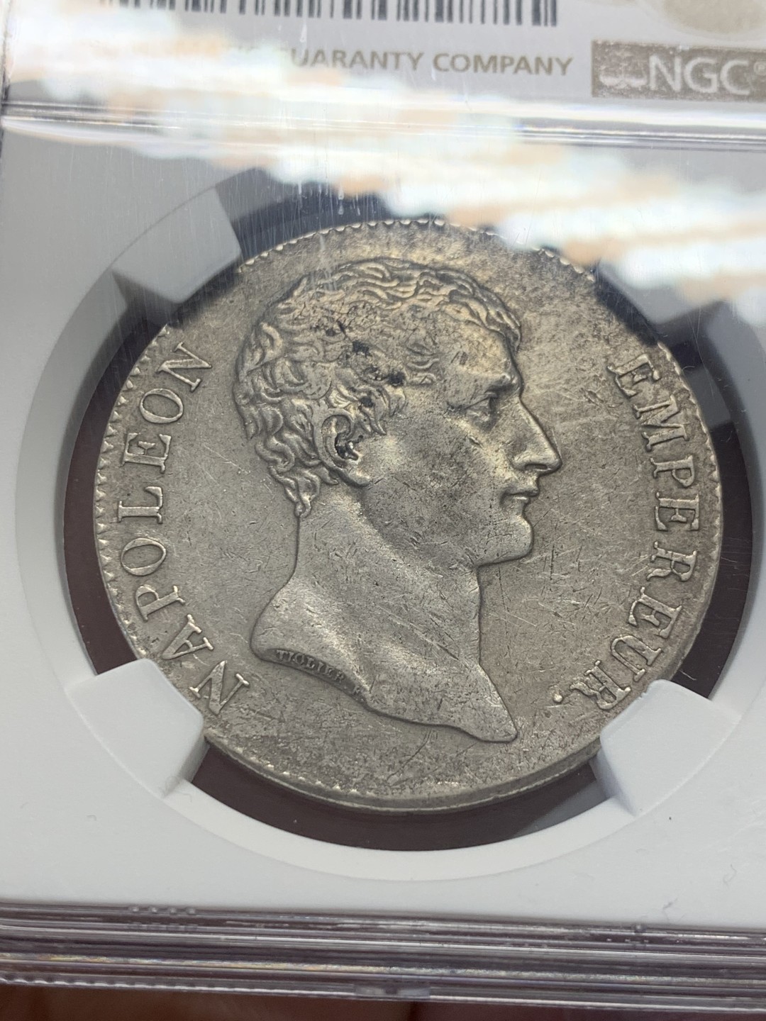 《竞宝斋》第130场-周日，周一连拍 (全场包邮) NGC XF40 法国 AN12，1804年 拿破仑 凯撒头5法郎 银币 稀少品种 细节好 给分保守了