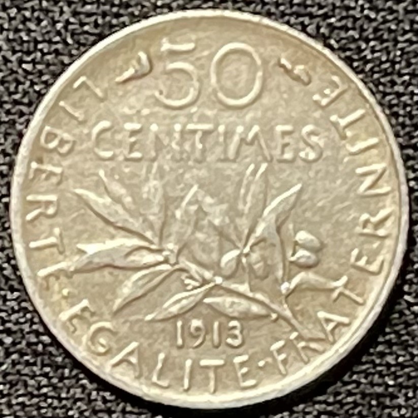 紫瑗钱币——第249期拍卖 法国 1913年 播种女神 50分 2.5克 0.835银