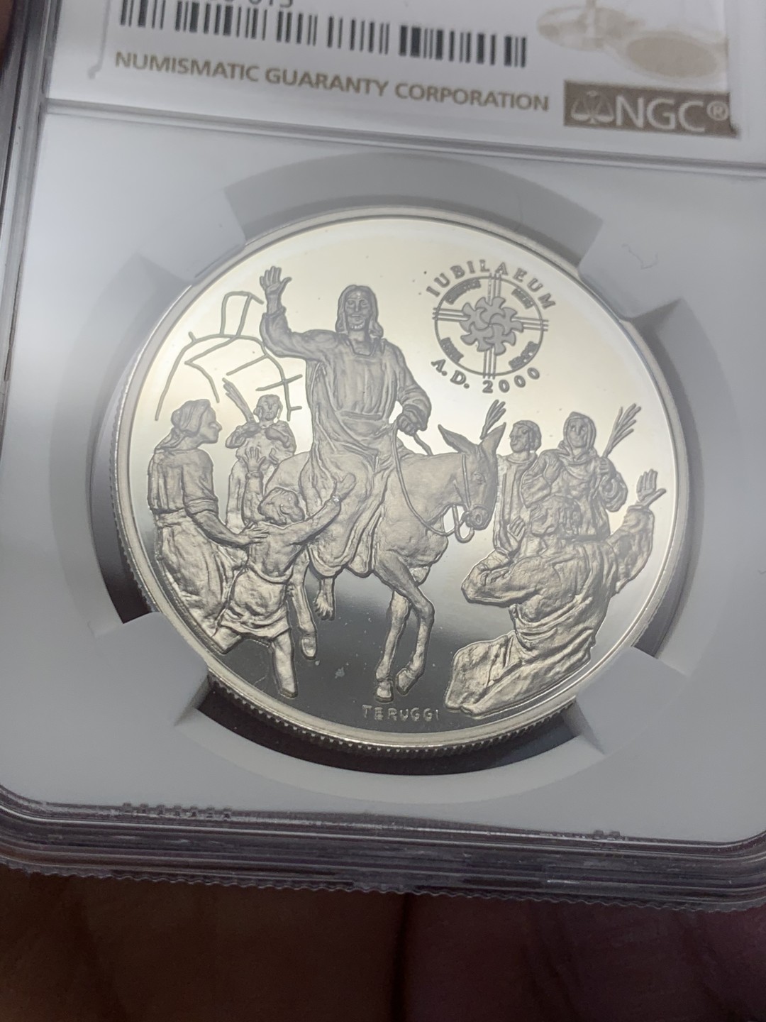 《竞宝斋》第130场-周日，周一连拍 (全场包邮) 冠军分 NGC-PF69 安道尔1999年 进入圣城耶路撒冷 10第纳尔精制大银币