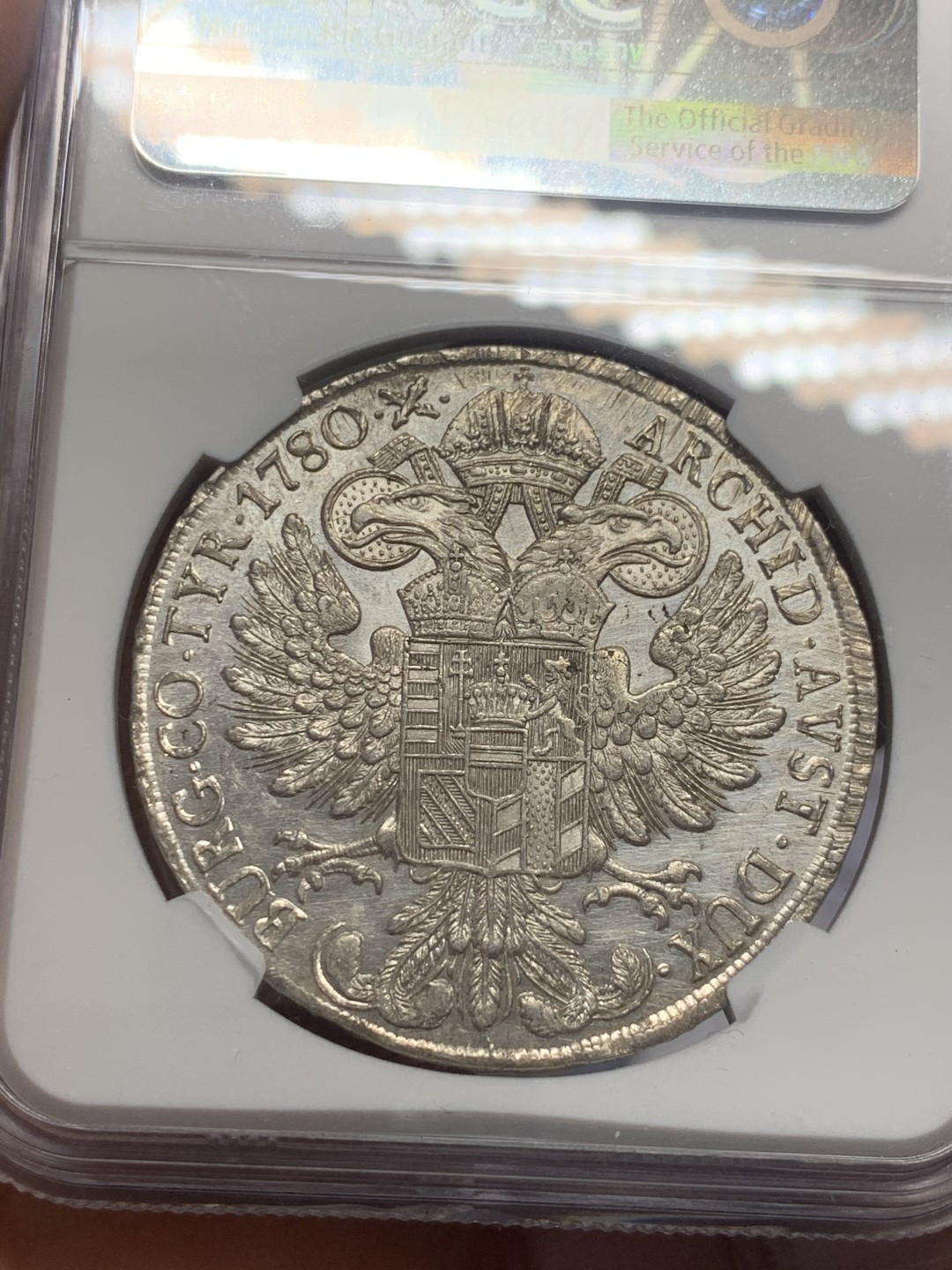 《竞宝斋》第130场-周日，周一连拍 (全场包邮) NGC-AUD 奥地利“1780年”特蕾莎1泰勒银币 早期后铸