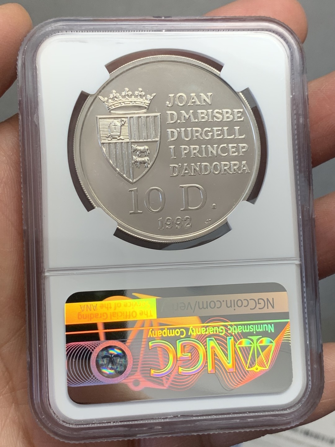 《竞宝斋》第130场-周日，周一连拍 (全场包邮) NGC-PF67 安道尔1992年 羚羊 10第纳尔 精制大银币