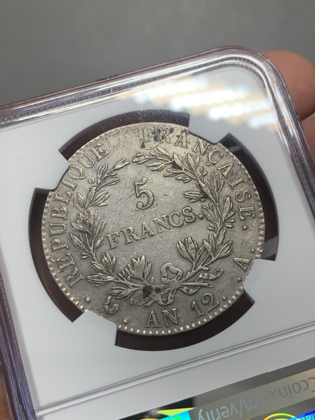 《竞宝斋》第130场-周日，周一连拍 (全场包邮) NGC XF40 法国 AN12，1804年 拿破仑 凯撒头5法郎 银币 稀少品种 细节好 给分保守了