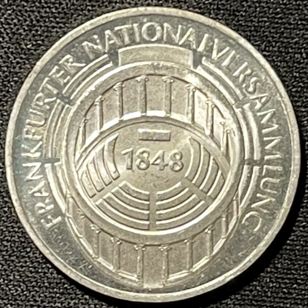 紫瑗钱币——第249期拍卖 联邦德国 1973年 G厂 法兰克福议会诞辰125后年 11.2克 0.625银 UNC