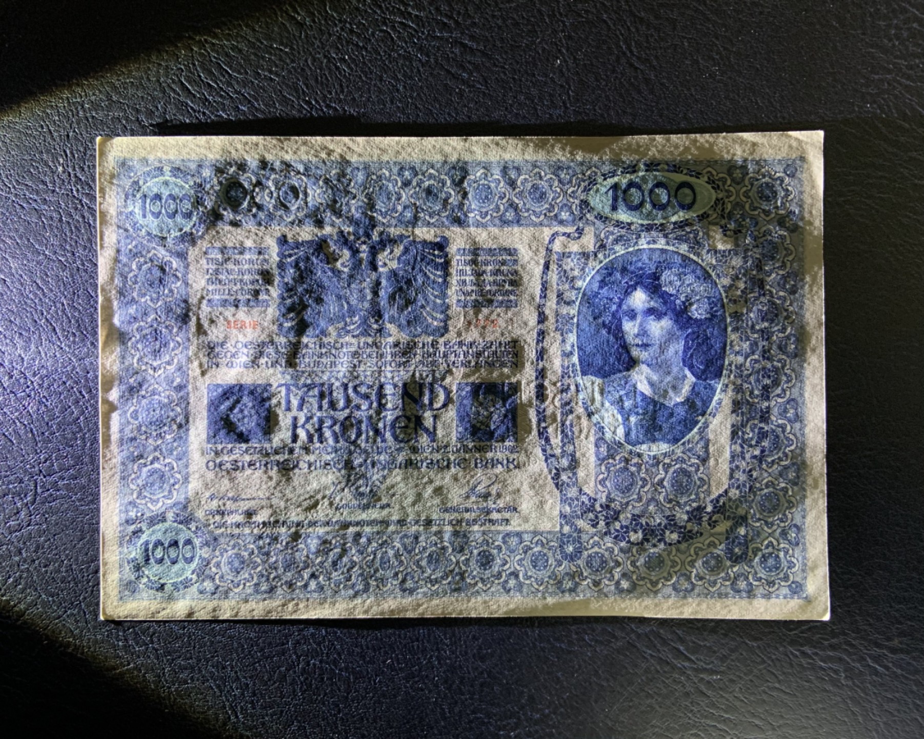 收藏联盟Quantum Auction 第228期拍卖 (已更新) 奥地利1902年1000克朗 品相UNC 边角微瑕 细节如图 百年老钞