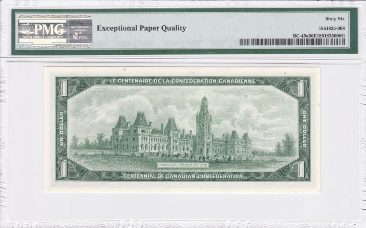 收藏联盟Quantum Auction 第228期拍卖 (已更新) 加拿大1967年议会纪念钞 PMG66