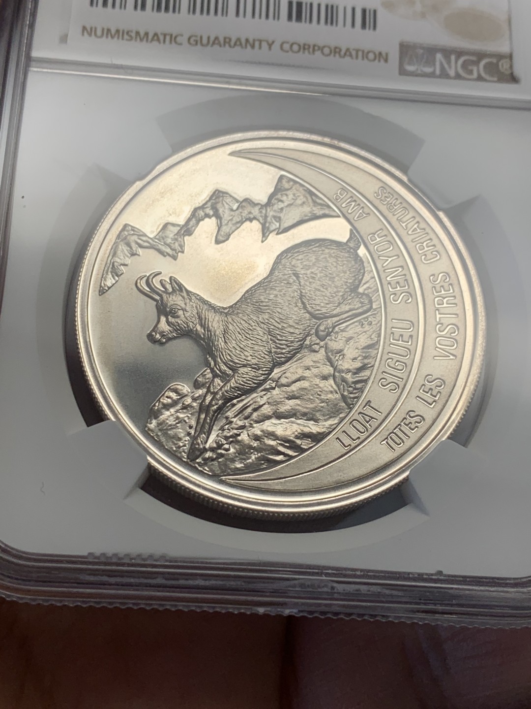 《竞宝斋》第130场-周日，周一连拍 (全场包邮) NGC-PF67 安道尔1992年 羚羊 10第纳尔 精制大银币