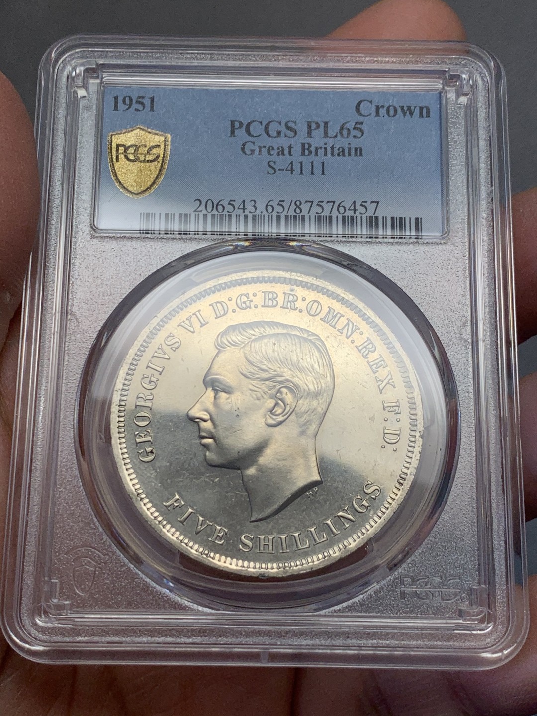 《竞宝斋》第130场-周日，周一连拍 (全场包邮) PCGS PL65 英国 1951年 1克朗镍马剑 高分少见 基本高一分价翻倍 目前还没遇到66分的