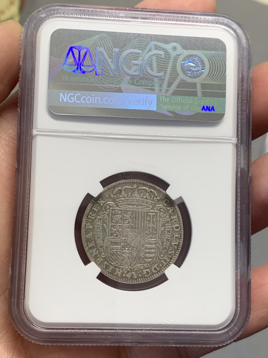 《竞宝斋》第130场-周日，周一连拍 (全场包邮) NGC VF20 1685年意大利那不勒斯Tari最早地球银币，出分不易，少见好品