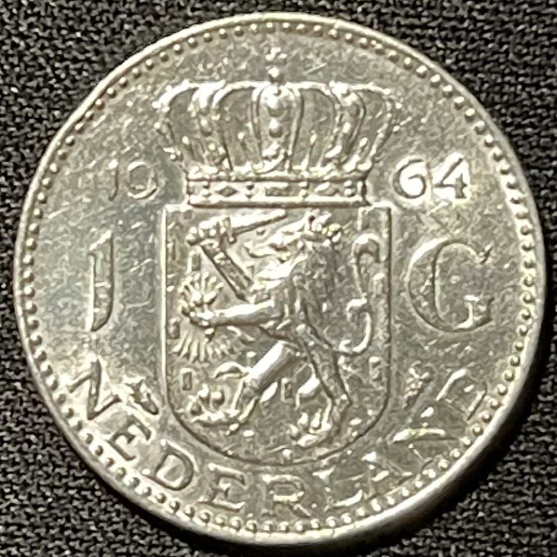 紫瑗钱币——第249期拍卖 荷兰 1964年 朱丽安娜 1盾 6.5克 0.72银 