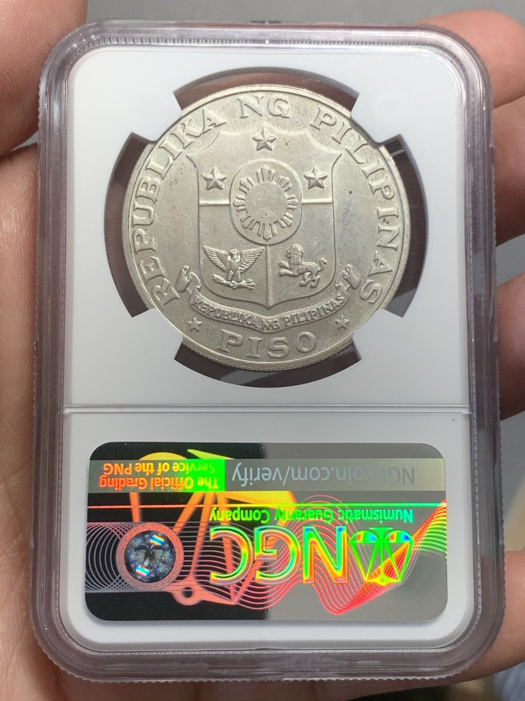 《竞宝斋》第130场-周日，周一连拍 (全场包邮) NGC PL63 1969年菲律宾1比索银币 少见品种