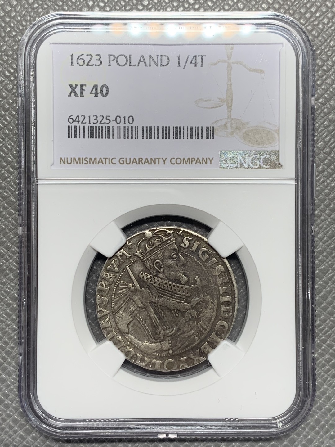 《竞宝斋》第130场-周日，周一连拍 (全场包邮) NGC XF40 波兰1623年Danzig Sigismund三世原味稀少银币