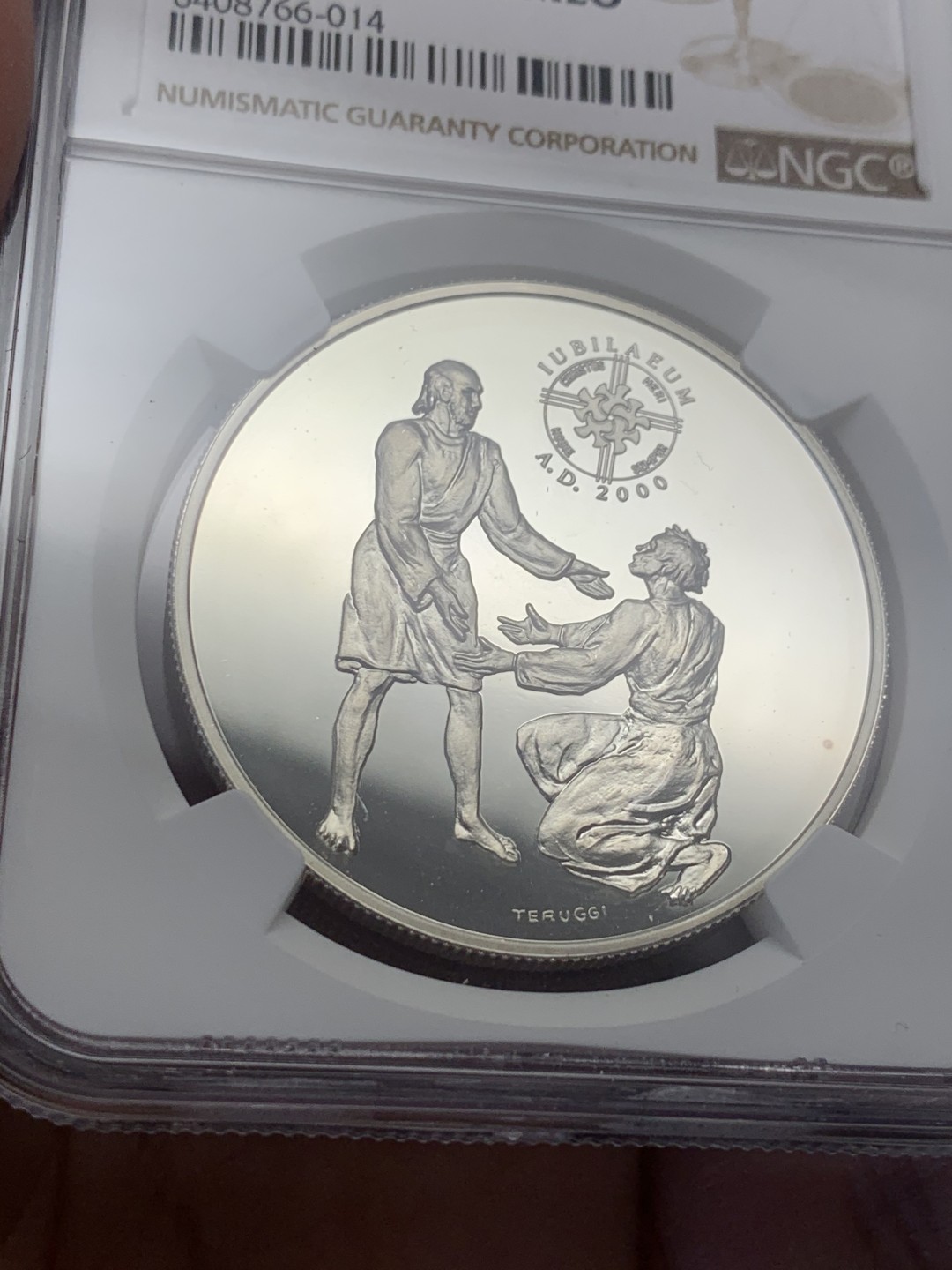 《竞宝斋》第130场-周日，周一连拍 (全场包邮) 唯一冠军分 NGC-PF69 安道尔1999年 浪子跪拜 10第纳尔精制大银币 稀少品种