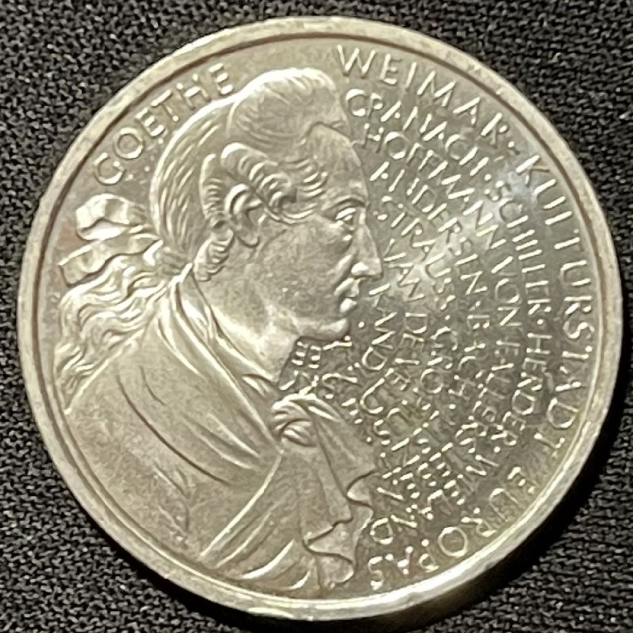 紫瑗钱币——第249期拍卖 德国 1999年 J厂 歌德诞辰250周年 10马克 15.5克 0.925银 UNC