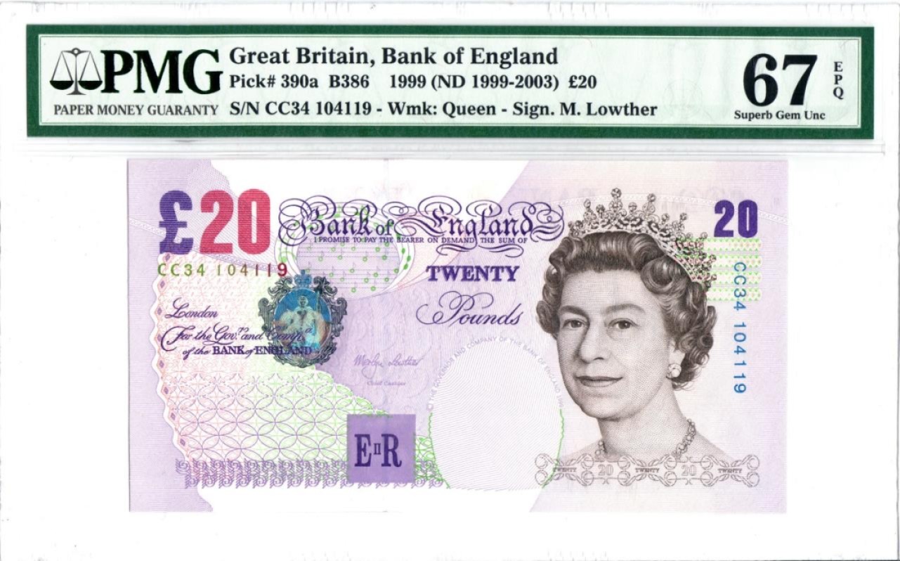 收藏联盟Quantum Auction 第228期拍卖 (已更新) 英国1999-2003年20镑 PMG67 初版 作曲家艾德加